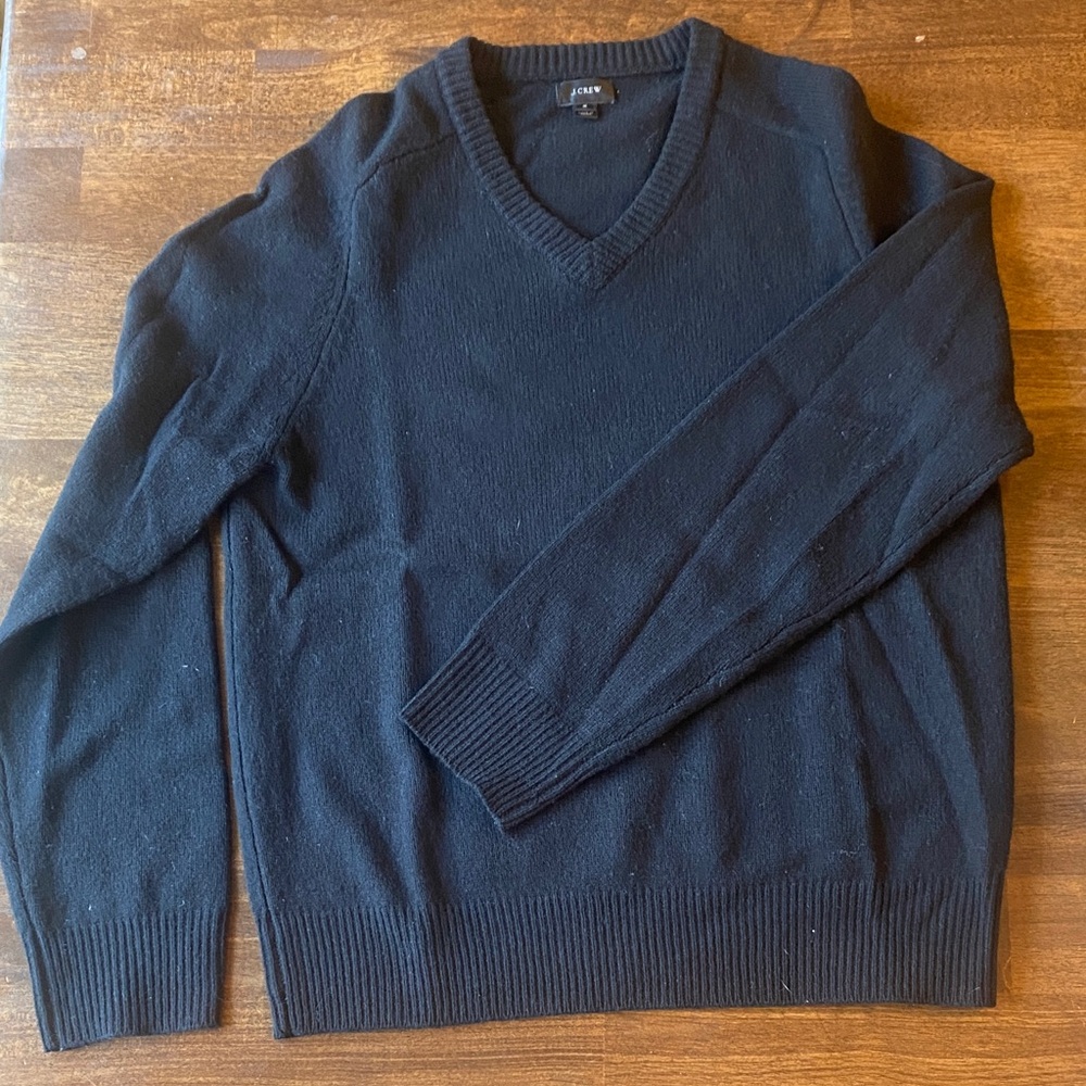 J-Crew Men's Small Black Wool V-Neck Sweater